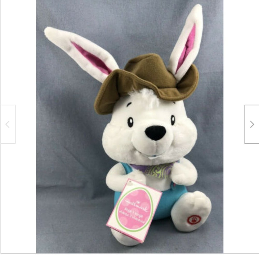 Hallmark Singing Country Easter Bunny Plush Stuffed Toy Sings 3 Tunes